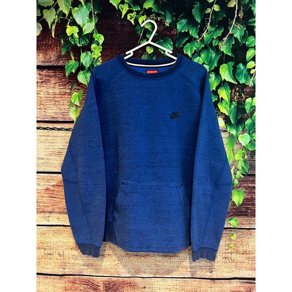 Nike Men's Tech Fleece Crewneck Sweatshirt 545163-481 Royal Blue Large - Picture 1 of 8